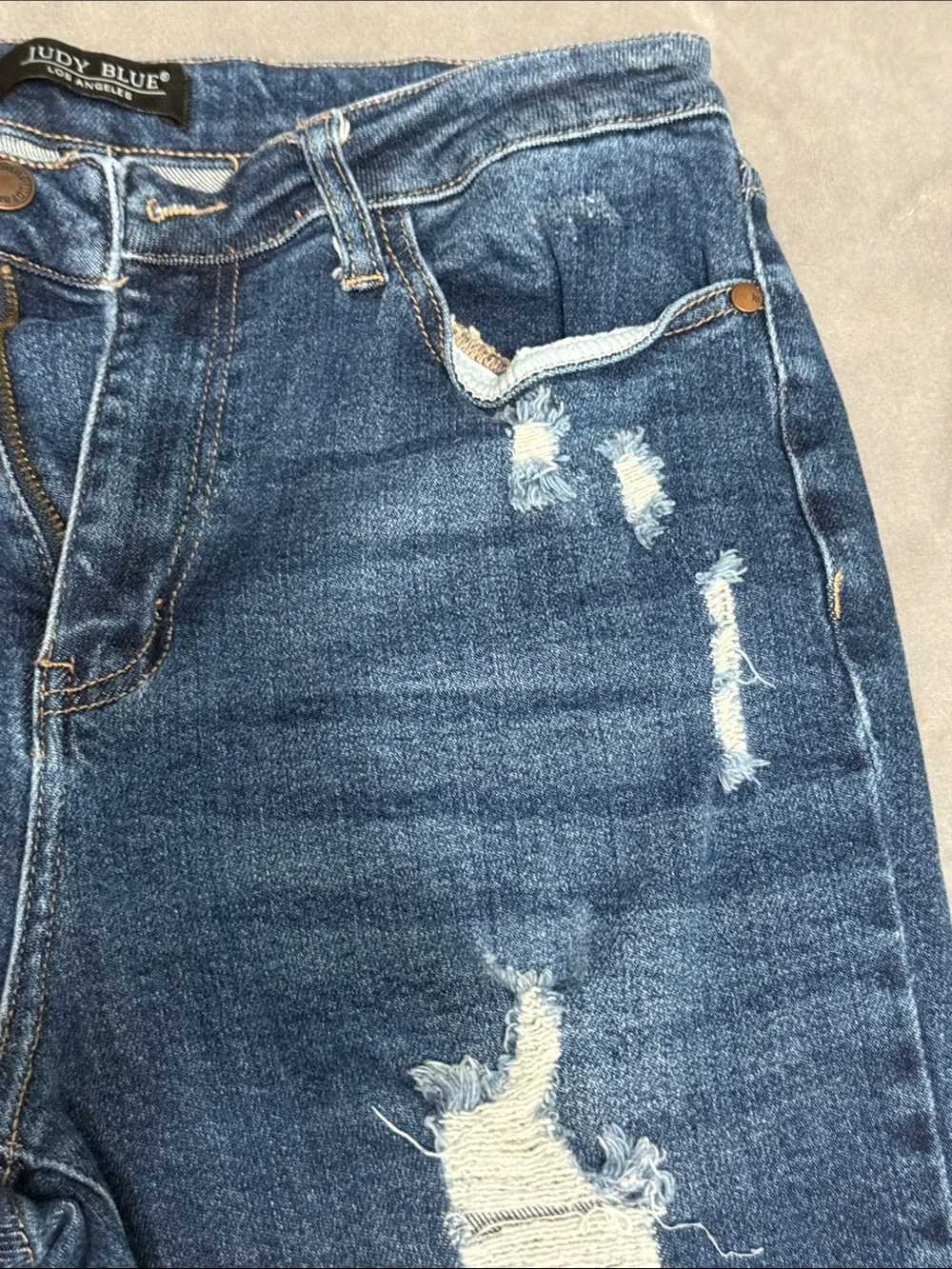 Judy Blue Distressed Dark Blue Straight Leg Jeans style JB88220 item: 72505